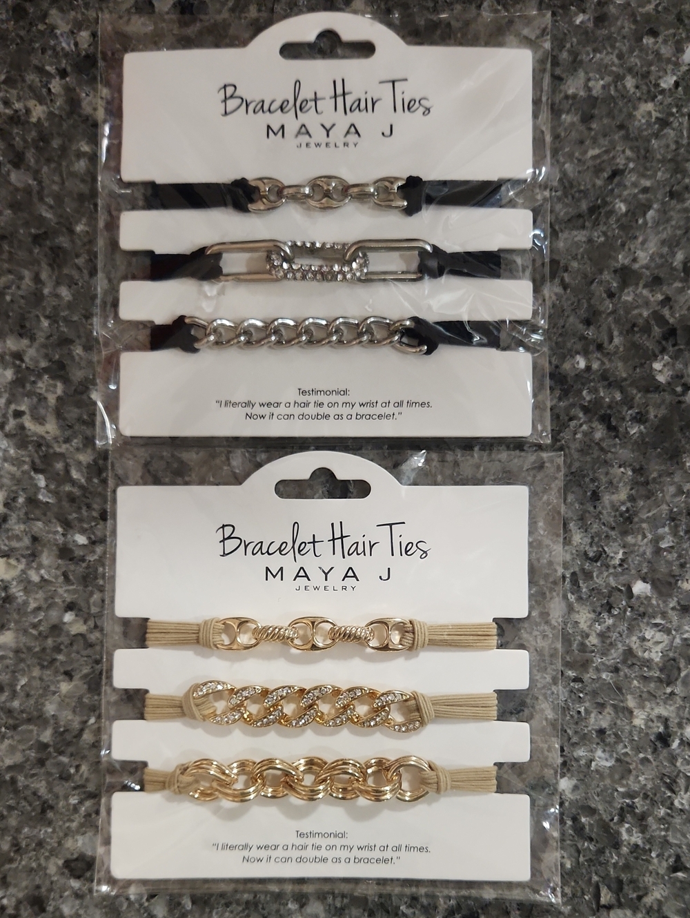 Maya Bracelet Hair Ties Set - Gold and Black Styles
